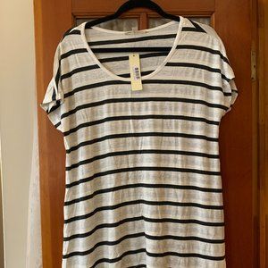 High-Low Black and White Striped Tunic